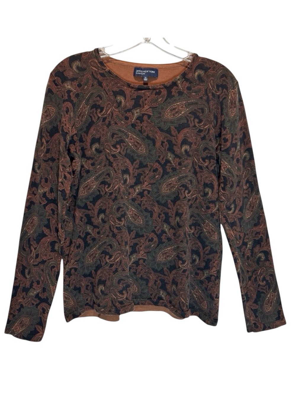 VTG Brown/Black Silk Blend Paisley Y2K Knit Top- Medium